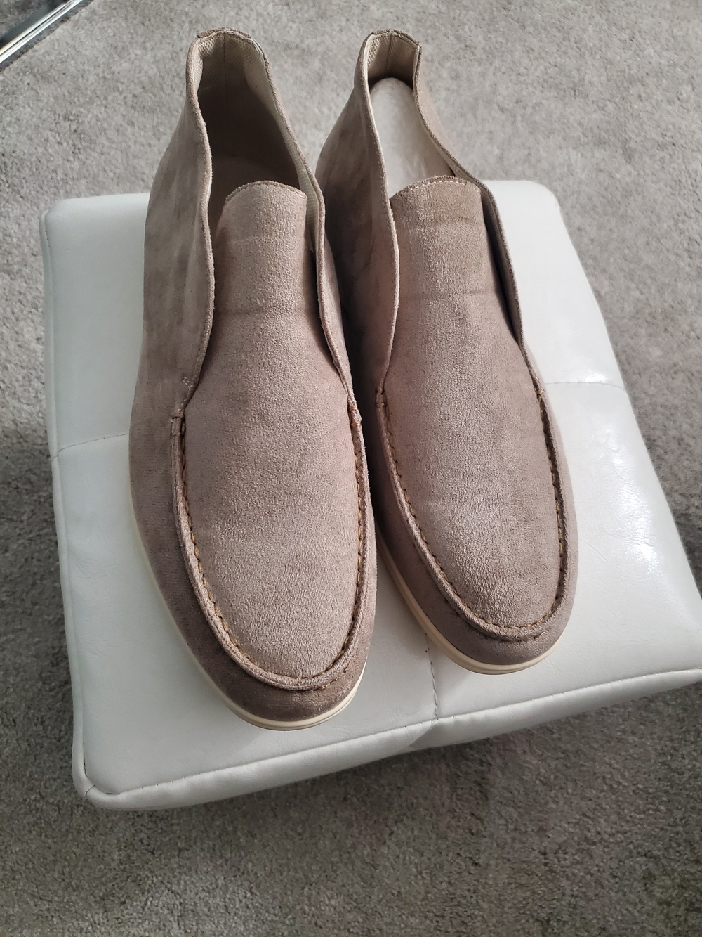 Men's Suede Slip-On Loafers in Taupe